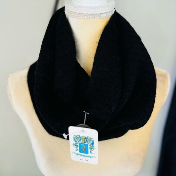 Portolano 100% Cashmere Infinite Neck‎ Warmer Scarf, Luxurious  Black, NWT - Picture 4 of 12